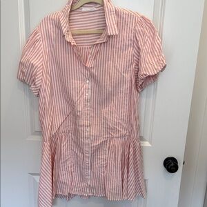 Pink and White Striped Button-Front Dress